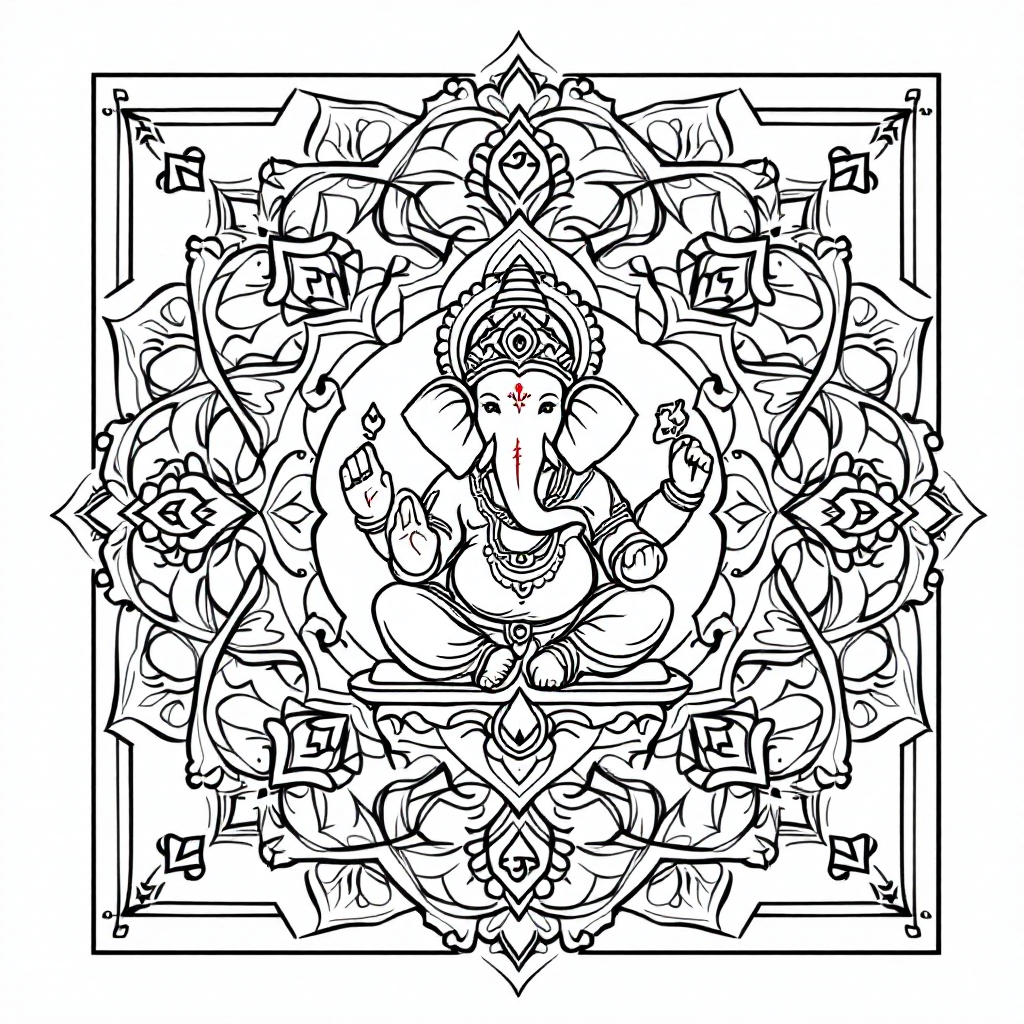 Mandala Coloring: Ganesh Mandala