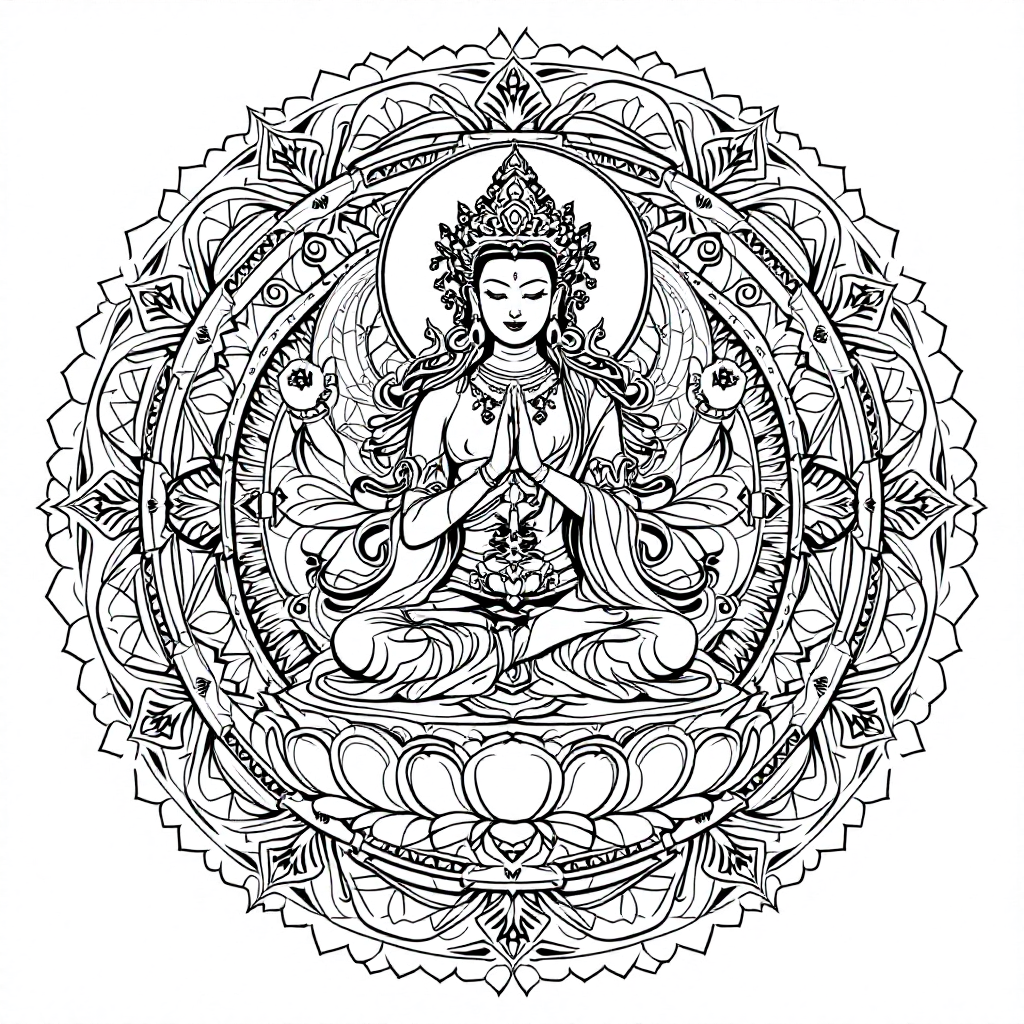 Mandala Coloring: Tara Mandala (Green Tara)
