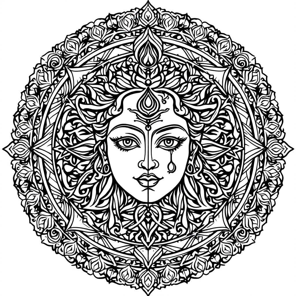 Mandala Coloring: Shiva-Shakti Union Mandala
