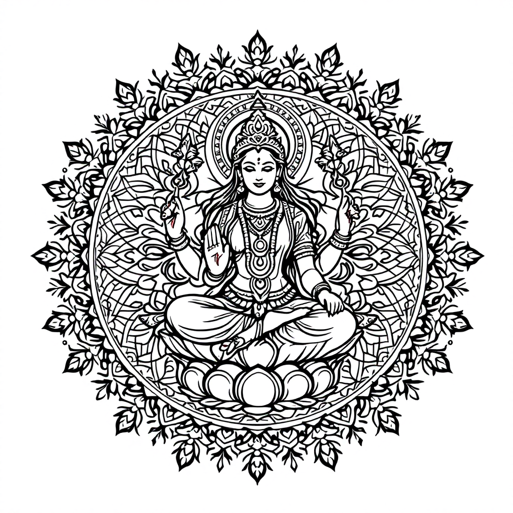 Mandala Coloring: Lakshmi Mandala