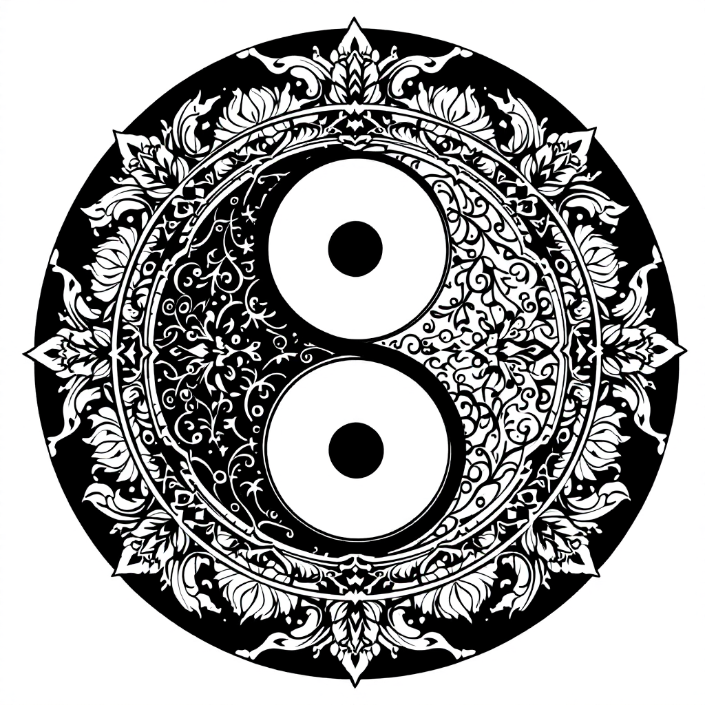 Mandala Coloring: Yin Yang Mandala