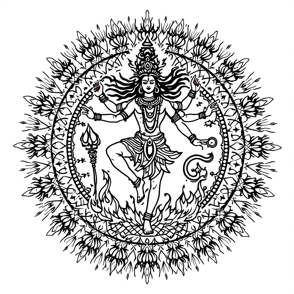 Mandala Coloring: Nataraja Mandala
