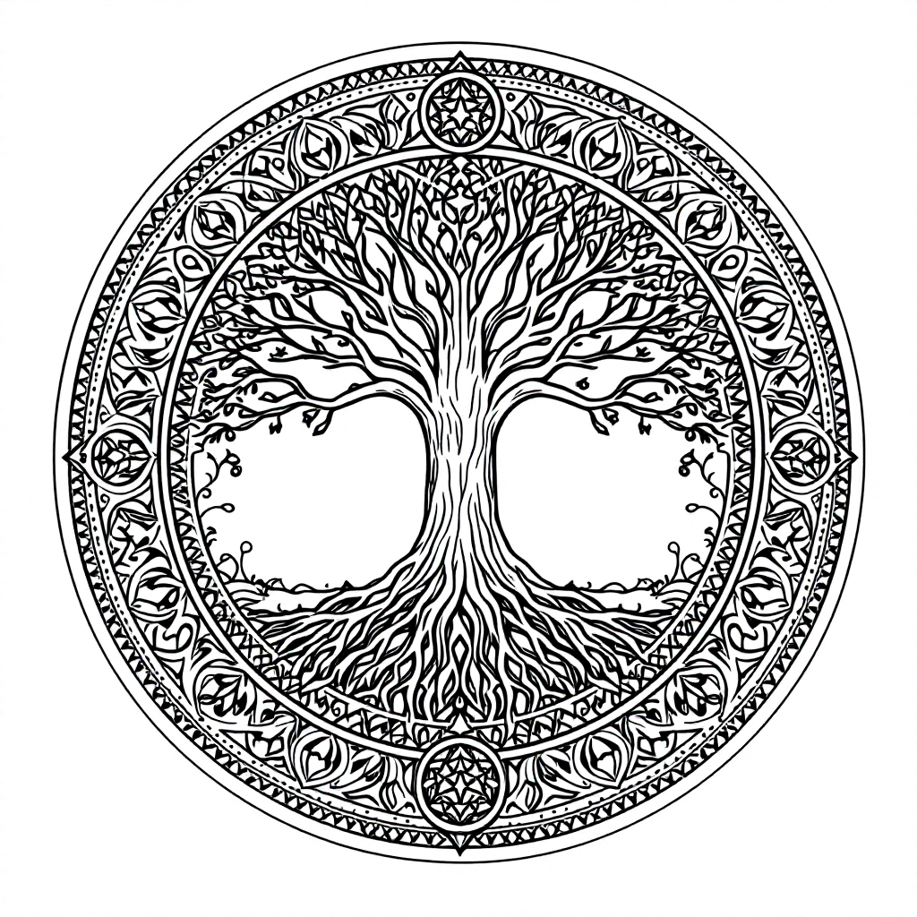 Mandala Coloring: Tree of Life Mandala